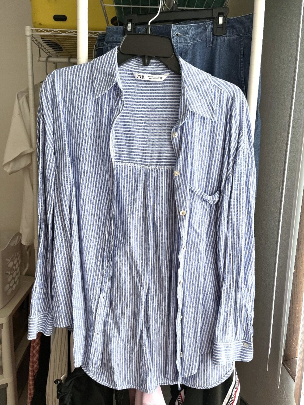 Zara Oversized Linen Striped Shirt
